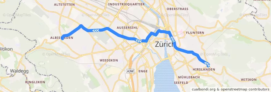 Mapa del recorrido Tram 3: Klusplatz → Albisrieden de la línea  en Zürich.