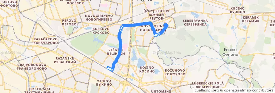 Mapa del recorrido Автобус 706: Метро "Выхино" - Салтыковская улица de la línea  en Восточный административный округ.