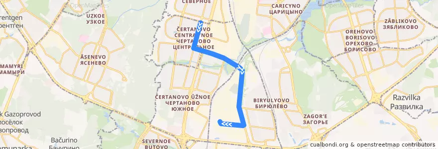 Mapa del recorrido Автобус 770: Метро "Южная" => Никопольская улица de la línea  en Южный административный округ.