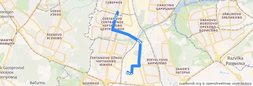 Mapa del recorrido Автобус 770: Никопольская улица => Метро "Южная" de la línea  en Südlicher Verwaltungsbezirk.