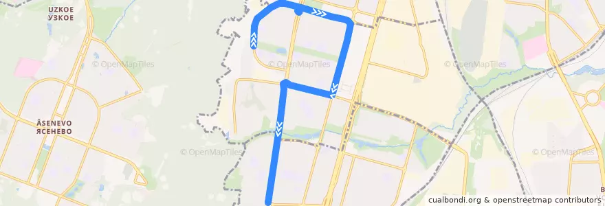 Mapa del recorrido Автобус 674: Битцевская аллея - улица Академика Янгеля de la línea  en Южный административный округ.