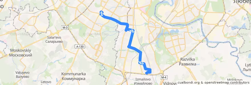 Mapa del recorrido Автобус 671: Станция метро "Калужская" - Бирюлёво-Западное de la línea  en Москва.