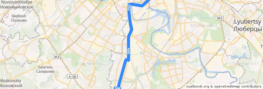 Mapa del recorrido Автобус 147: Улица Академика Янгеля - станция метро "Автозаводская" de la línea  en Südlicher Verwaltungsbezirk.