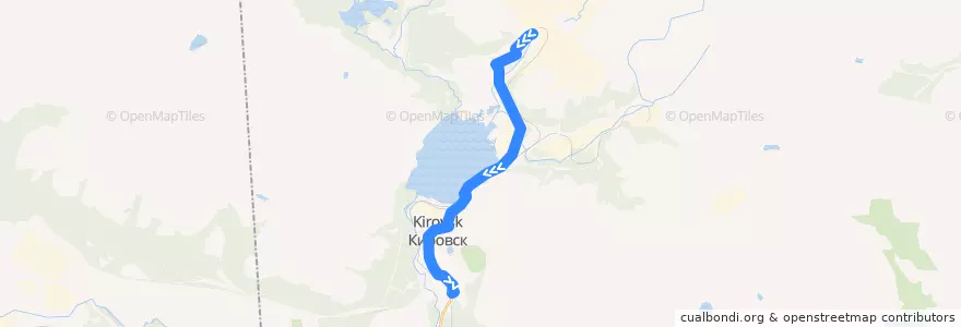 Mapa del recorrido Автобус №1: ул.Солнечная - мкр. 25 км. de la línea  en городской округ Кировск.