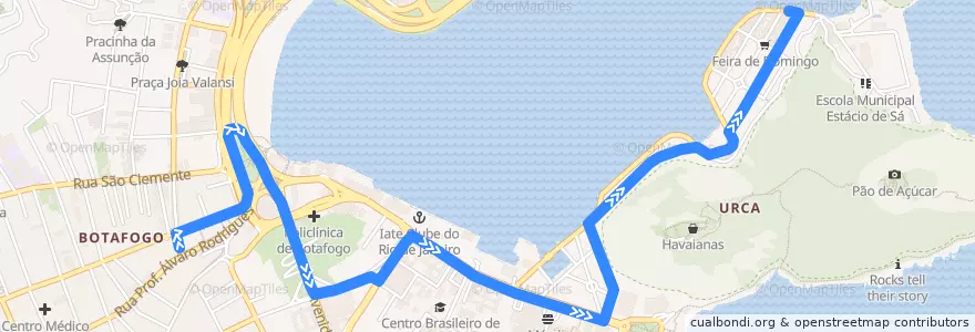 Mapa del recorrido Ônibus SP 513 - Botafogo → Urca de la línea  en Rio de Janeiro.