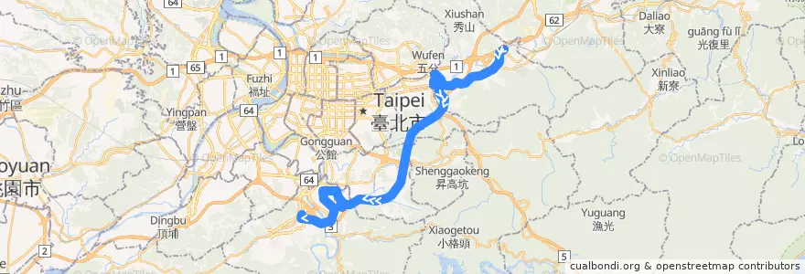 Mapa del recorrido 新北市 951 新店-汐止 (返程) de la línea  en 新北市.