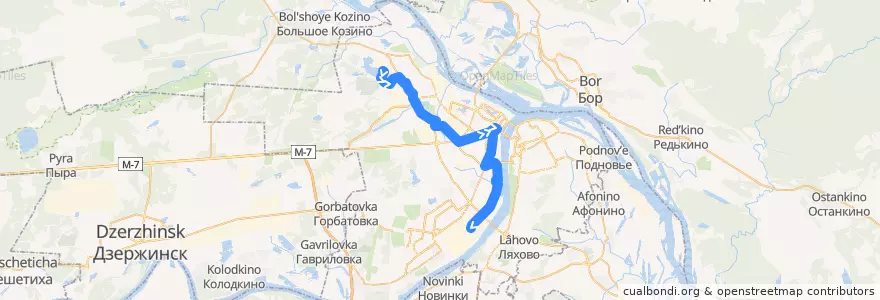 Mapa del recorrido Маршрутное такси 21: ЗКПД-4 => улица Долгополова de la línea  en городской округ Нижний Новгород.