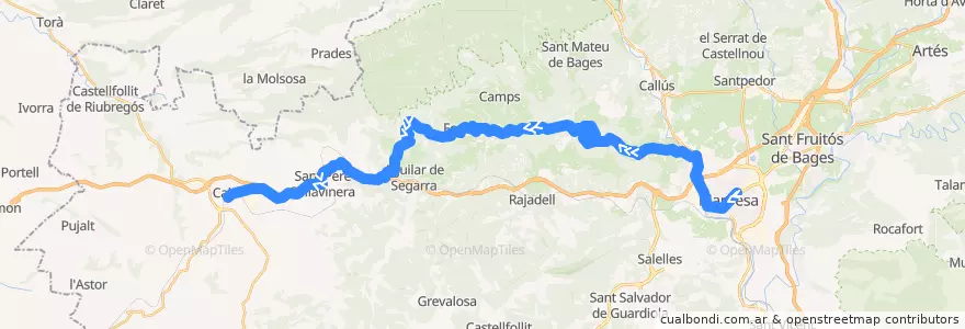 Mapa del recorrido Manresa - Fonollosa - Calaf de la línea  en Barcelona.
