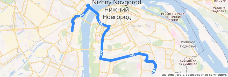 Mapa del recorrido Автобус 50: микрорайон Кузнечиха-2 - улица Долгополова de la línea  en Nizhny Novgorod.