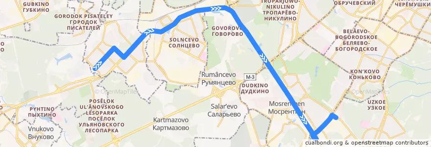 Mapa del recorrido Автобус 767: улица Федосьино - метро "Тёплый Стан" de la línea  en Moskau.