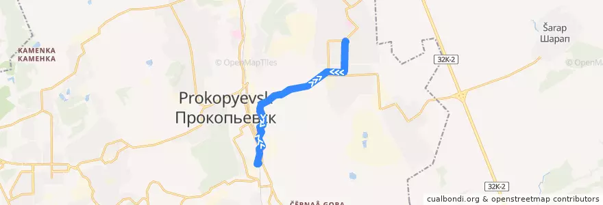 Mapa del recorrido Трамвайный маршрут №3 de la línea  en Прокопьевский городской округ.