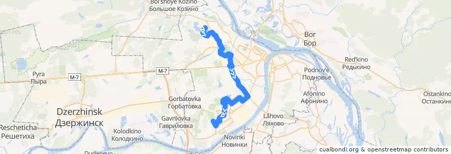 Mapa del recorrido Маршрутное такси 65: улица Зайцева => Космическая улица de la línea  en Nizhny Novgorod.