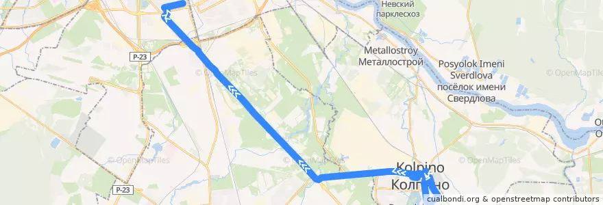 Mapa del recorrido Автобус № 192: Колпино, вокзал => Звёздная улица de la línea  en Saint-Pétersbourg.