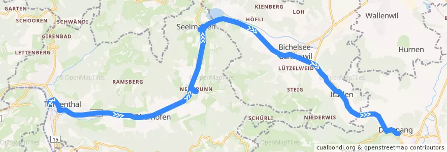 Mapa del recorrido Bus 806: Turbenthal, Bahnhof => Dussnang, Brückenwaage de la línea  en 스위스.