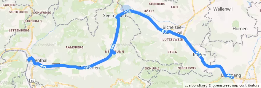 Mapa del recorrido Bus 806: Dussnang, Brückenwaage => Turbenthal, Bahnhof de la línea  en İsviçre.