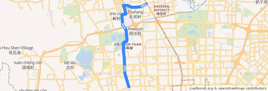 Mapa del recorrido Bus 614: 单村 => 大钟寺 de la línea  en 海淀区.