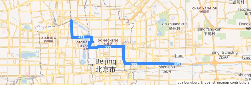 Mapa del recorrido Bus 609: 四惠枢纽站 => 单村 de la línea  en Beijing.