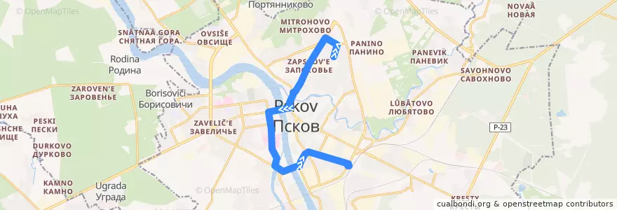 Mapa del recorrido Автобус №5 de la línea  en городской округ Псков.