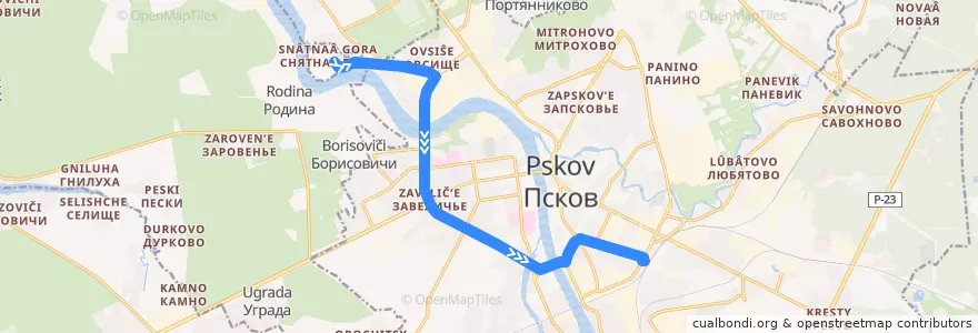 Mapa del recorrido Автобус №16 de la línea  en городской округ Псков.