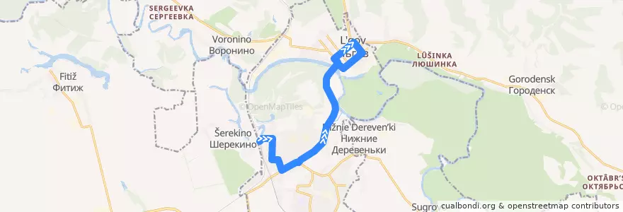 Mapa del recorrido Автобус №8: д.Шерекино -Льгов (АС) de la línea  en Lgov.