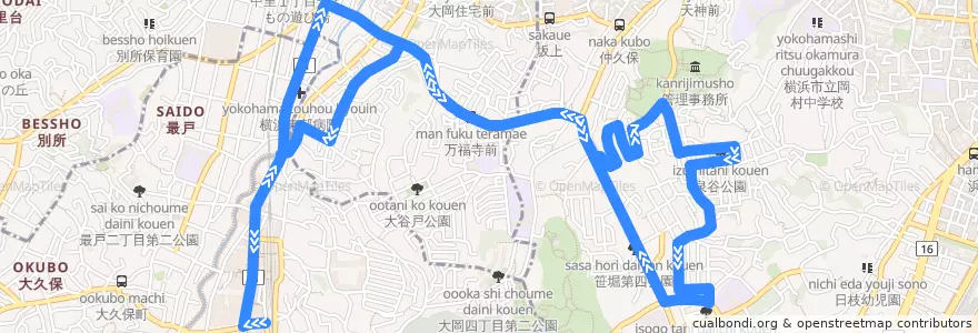 Mapa del recorrido 京急バス　上7　岡村･泉谷循環 de la línea  en 요코하마시.