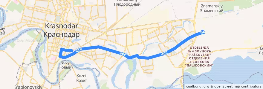 Mapa del recorrido Троллейбус №7. Аэропорт - Краснодар-1 de la línea  en городской округ Краснодар.