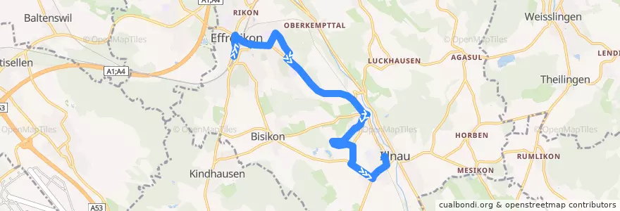 Mapa del recorrido Bus 652: Effretikon, Bahnhof => Illnau, Bahnhof (Hauptweg) de la línea  en Illnau-Effretikon.