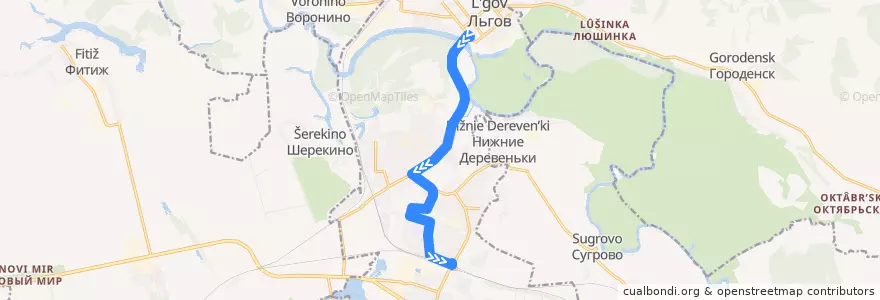 Mapa del recorrido Автобус №1: Льгов (АС) - Льгов-1 de la línea  en городской округ Льгов.