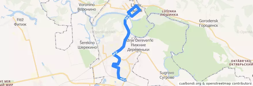 Mapa del recorrido Автобус №1: Льгов-1 - Льгов (АС) de la línea  en городской округ Льгов.