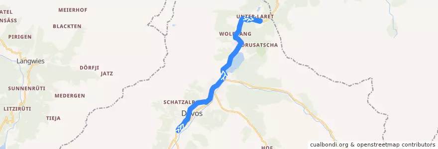 Mapa del recorrido VBD 1 de la línea  en Davos.