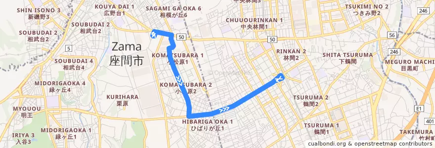 Mapa del recorrido 南林間03系統 de la línea  en 神奈川県.
