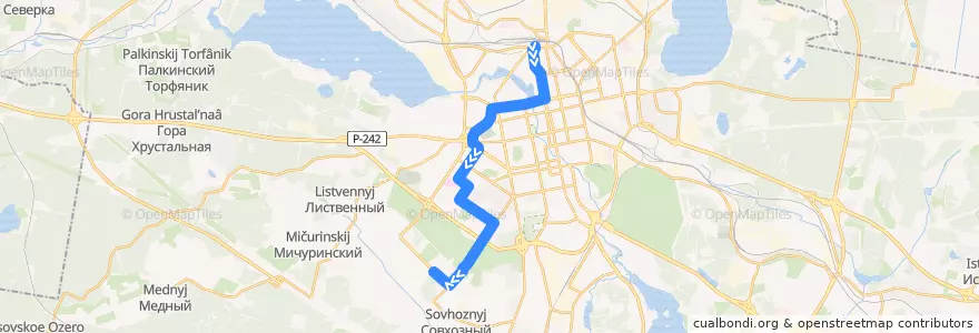 Mapa del recorrido Автобус 21. Ж/Д Вокзал - Краснолесье de la línea  en городской округ Екатеринбург.
