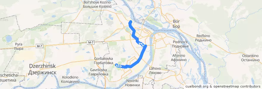 Mapa del recorrido Маршрутное такси 59: станция Петряевка => завод "Красное Сормово" de la línea  en Nizhny Novgorod.