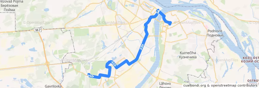 Mapa del recorrido Маршрутное такси 37: площадь Горького => станция Петряевка de la línea  en Stadtkreis Nischni Nowgorod.