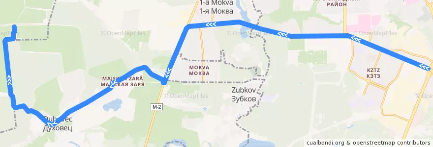 Mapa del recorrido Маршрут автобуса №108: "Типография - Духовец (с/о Надежда)" de la línea  en Kursky District.