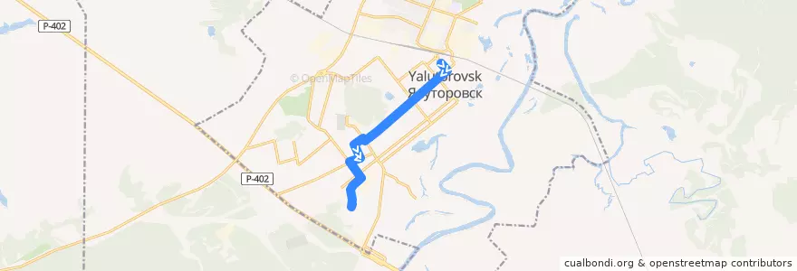 Mapa del recorrido Автобус №7Б:  Вокзал - м/р Южный de la línea  en городской округ Ялуторовск.