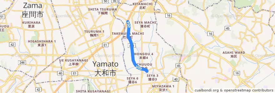 Mapa del recorrido 瀬谷01系統 de la línea  en 瀬谷区.