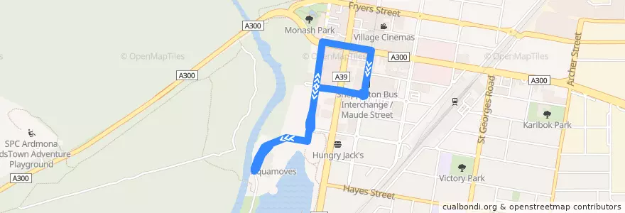 Mapa del recorrido Shepparton City - Aquamoves de la línea  en City of Greater Shepparton.