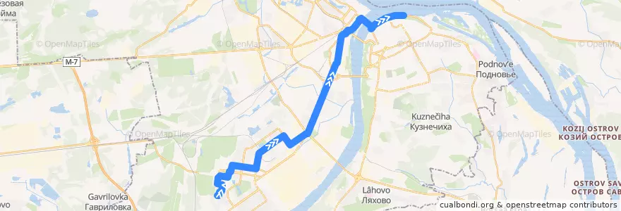 Mapa del recorrido Маршрутное такси 117: Космическая улица => Катер «Герой» de la línea  en Nizhny Novgorod.