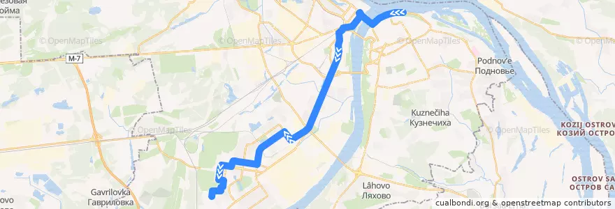 Mapa del recorrido Маршрутное такси 117: Катер «Герой» => Космическая улица de la línea  en Nizhny Novgorod.