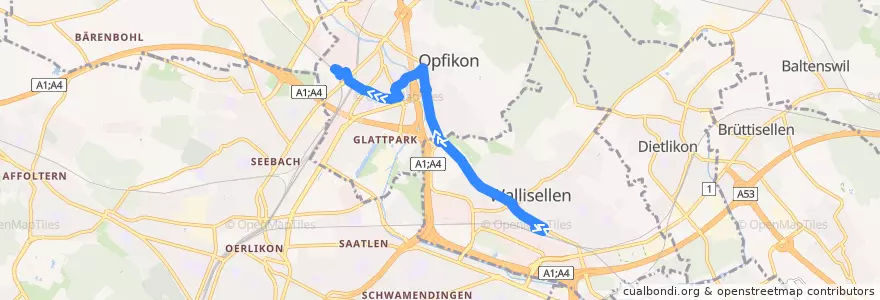 Mapa del recorrido Bus 761: Wallisellen, Bahnhof => Glattbrugg, Bahnhof de la línea  en Bezirk Bülach.