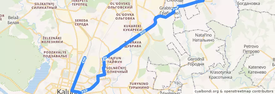 Mapa del recorrido Автобус № 136-03 Калуга-1 -> Воскресенское de la línea  en городской округ Калуга.