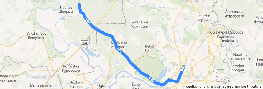 Mapa del recorrido Автобус № 143-03 Калуга-1 -> Дворцы de la línea  en городской округ Калуга.