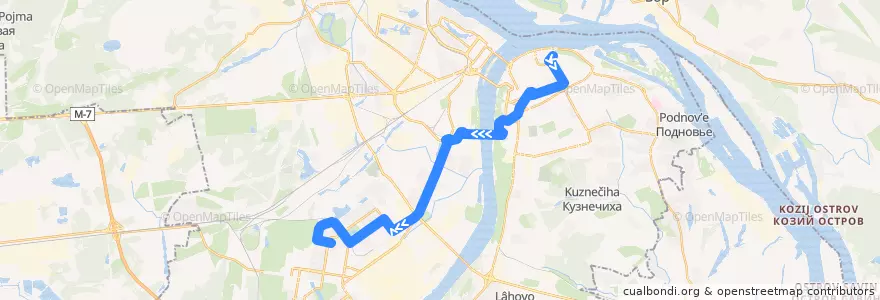 Mapa del recorrido Маршрутное такси 85: площадь Минина и Пожарского => микрорайон Соцгород-2 de la línea  en ニジニ・ノヴゴロド管区.