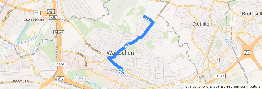 Mapa del recorrido Bus 771: Wallisellen, Bahnhof => Wallisellen, Schäfligraben de la línea  en Wallisellen.