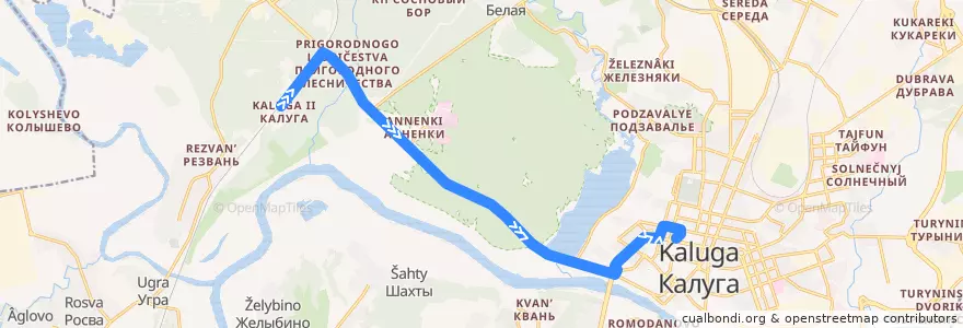 Mapa del recorrido Автобус №20: Вокзал Калуга-2 -> Рынок de la línea  en городской округ Калуга.