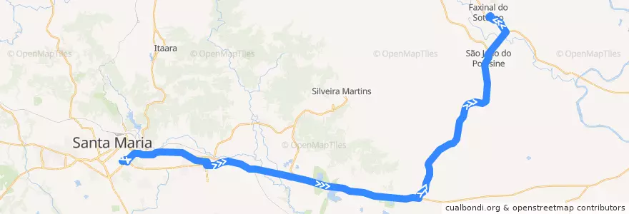 Mapa del recorrido Santa Maria -> Faxinal do Soturno de la línea  en Região Geográfica Imediata de Santa Maria.