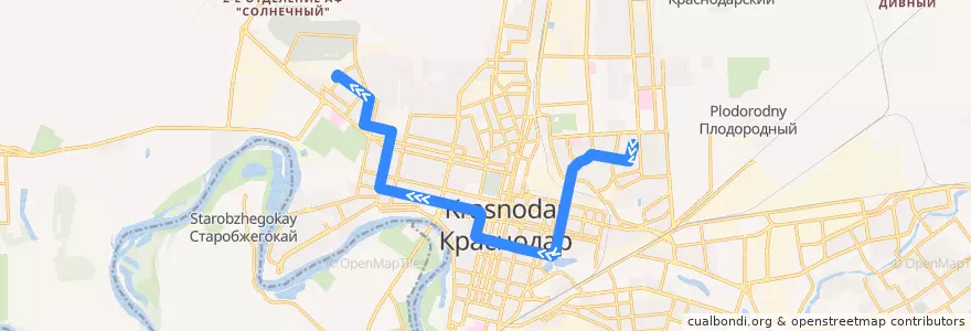 Mapa del recorrido Трамвай №3 "улица Декабристов - Западное депо" de la línea  en городской округ Краснодар.