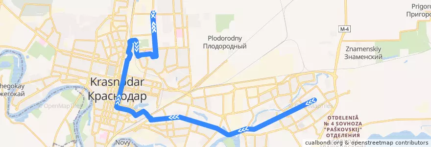 Mapa del recorrido Трамвай №5 "улица Бершанской - Солнечная улица" de la línea  en городской округ Краснодар.