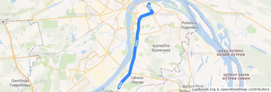 Mapa del recorrido Маршрутное такси 4: Ипподром => площадь Минина и Пожарского de la línea  en городской округ Нижний Новгород.